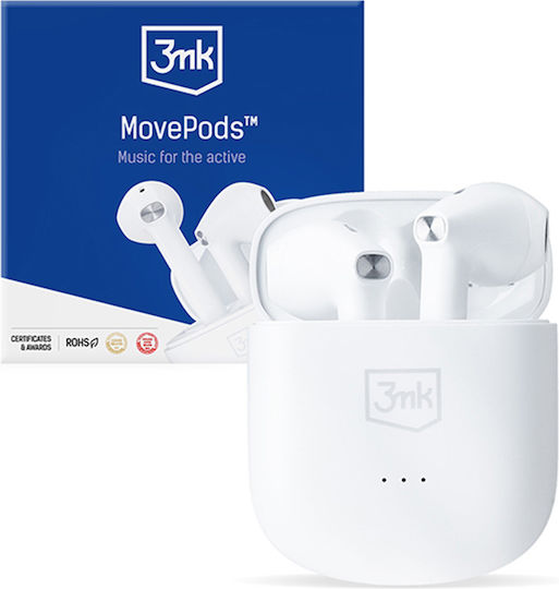 3MK MovePods In-ear Bluetooth Handsfree Earphones with Sweat Resistance and Charging Case White