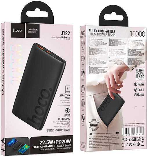 Hoco J122 Power Bank 10000mAh with USB-A Port and USB-C Port Quick Charge 2.0 / Quick Charge 3.0 Black view 2