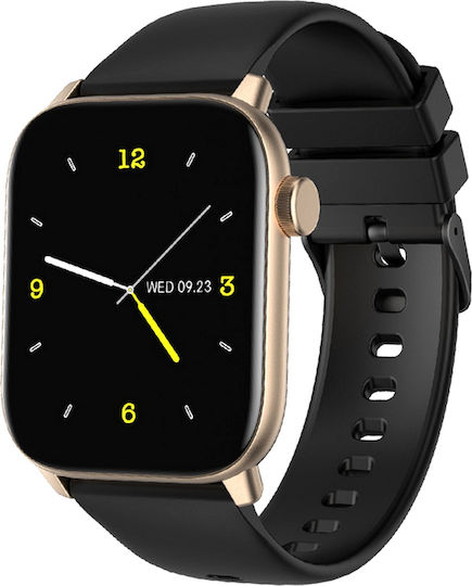 Smartwatch Fitness Bracelet Idealstore Ikeo+ Made Metal Alloy Multisport Functions Blood Pressure Monitoring Oxygen Monitoring App Notifications Sleep Monitor Pedometer Water Resistant Ip68 Black Gold Color view 1