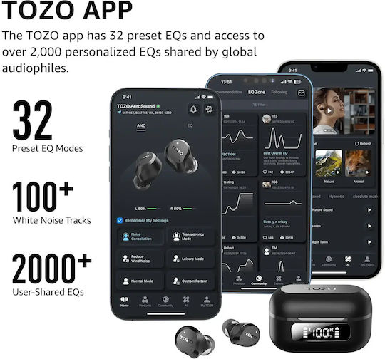 Tozo AeroSound Earbud / In-ear Bluetooth Handsfree Earphones with Sweat Resistance and Charging Case Black view 6