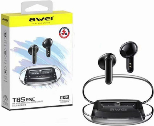 Awei T85 ENC In-ear Bluetooth Handsfree Earphones with Sweat Resistance and Charging Case Black Ansicht 2