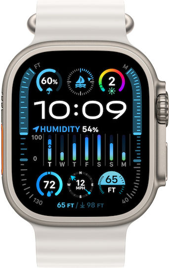 Apple Watch Ultra 2 Ocean Band Titanium 49mm Waterproof with eSIM and Heart Rate Monitor (White Ocean Band) view 1