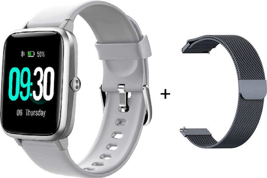 Idealstore Tiger 70 Smartwatch Fitness Bracelet Silicone Metal Straps 1.45-inch Display Pleasant Design Suitable Any Occasion Numerous Functions Measuring Heart Rate Sedentary Periods As Well As Active Time Gray view 1