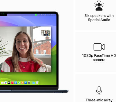 Apple MacBook Air 15" (2024) 15.3" Retina Display (M3-8-core/8GB/256GB SSD) Midnight (GR Keyboard) view 6