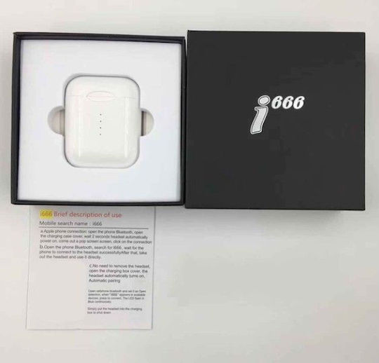 i666 Earbud Bluetooth Handsfree Earphones with Charging Case White view 7