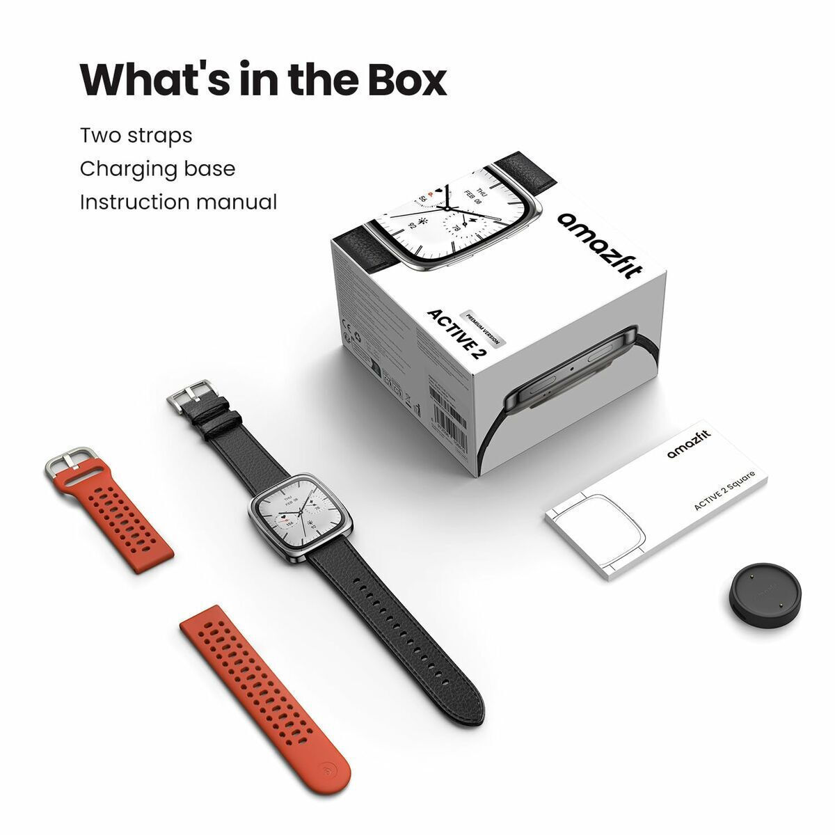 Amazfit Active 2 Square Stainless Steel 43mm Waterproof Smartwatch with Heart Rate Monitor (Black) Ansicht 6