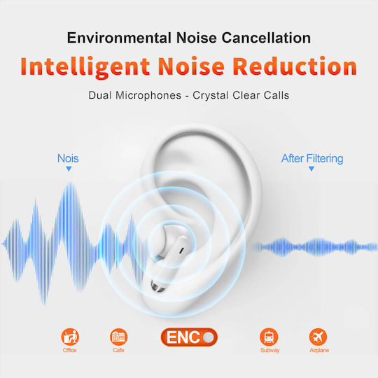Qere E28 Earbud Bluetooth Handsfree Earphones with Sweat Resistance and Charging Case White view 6