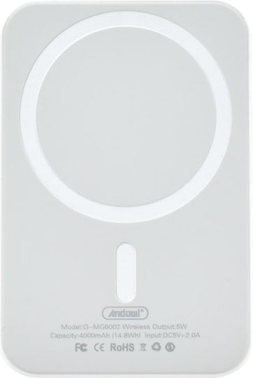 Andowl Q-MG6002 MagSafe Power Bank 4000mAh with USB-C Port White vista 2