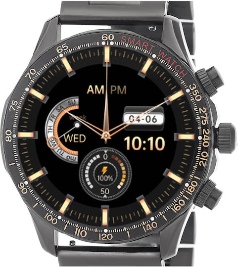 3Guys 3GW6802 Stainless Steel 45mm Smartwatch with Heart Rate Monitor (Black) vista 3