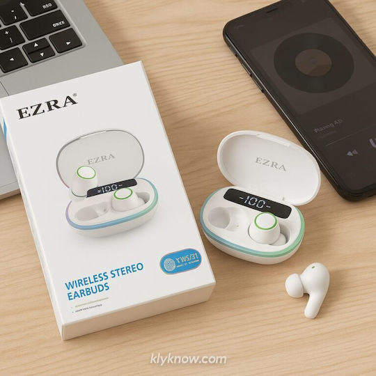 Ezra In-ear Bluetooth Handsfree Headphones with Charging Case White दृश्य 2