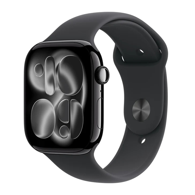 Apple Watch Series 11 Aluminium 42mm Waterproof with eSIM and Heart Rate Monitor (Jet Black Aluminium Case with Black Sport Band - S/M) view 1