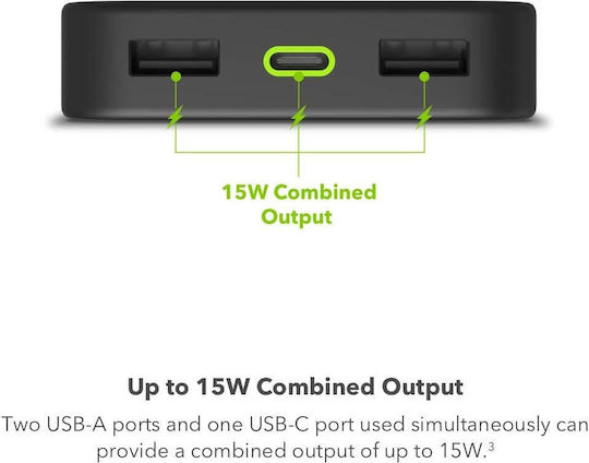 Mophie Powerstation 2023 10000mAh 20W with USB-A Port and USB-C Port Power Delivery Black view 3
