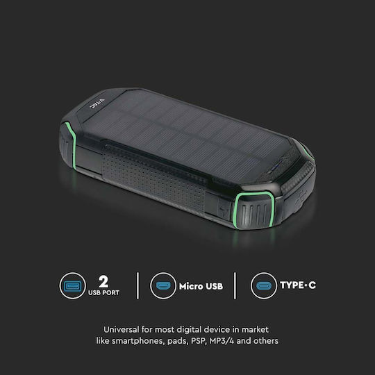V-TAC Solar Power Bank 30000mAh 10W with USB-A Port and USB-C Port Black vue 9