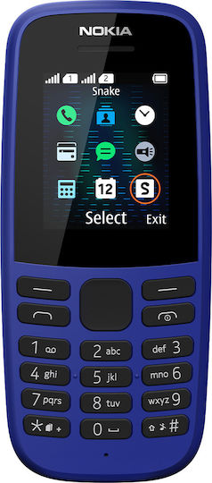 Nokia 105 (2019) Dual SIM Mobile with Buttons (English Menu) Blue view 1