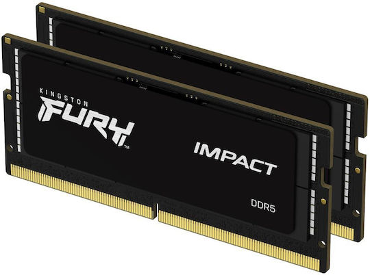 Kingston Fury Impact DDR5 32GB RAM with 2x16GB Modules and Speed 6400 for Laptop KF564S38IBK2-32