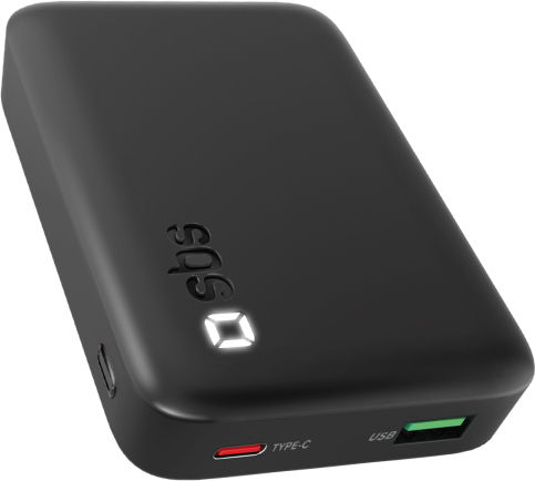 SBS Power Bank 10000mAh 20W with USB-A Port and USB-C Port Black view 1