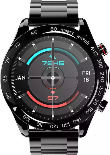 HiFuture FutureGo Pro Stainless Steel 46mm Waterproof Smartwatch with Heart Rate Monitor (Black)