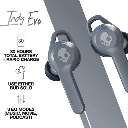 Skullcandy Indy Evo In-ear Bluetooth Handsfree Earphones with Charging Case Chill Grey view 4