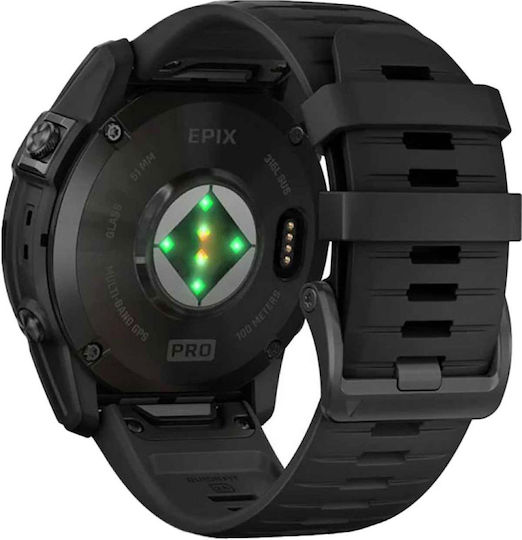 Garmin Epix Pro Stainless Steel 51mm Waterproof Smartwatch with Heart Rate Monitor (Slate Grey with Black Band) view 5
