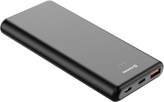 Swissten Power Bank 10000mAh 20W with 2 USB-A Ports and USB-C Port Power Delivery / Quick Charge 3.0 Black