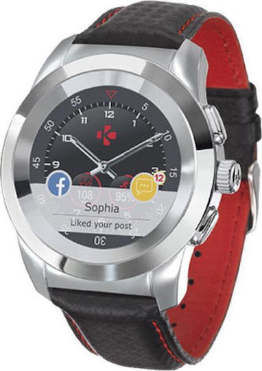 MyKronoz ZeTime Premium Stainless Steel 44mm Smartwatch with Heart Rate Monitor (Red) view 1