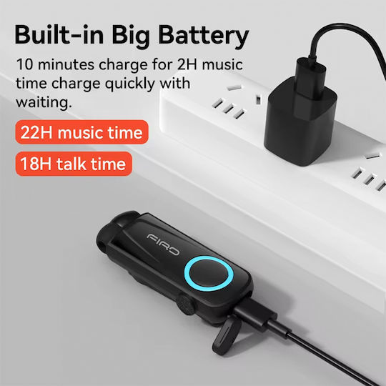 Firo H17 In-ear Bluetooth Handsfree Earphone Lapel with Sweat Resistance Black vue 4