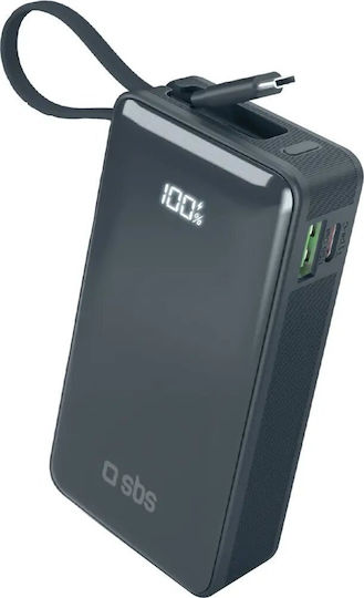 SBS Power Bank 10000mAh 22.5W with USB-A Port and USB-C Port Power Delivery Blue view 1