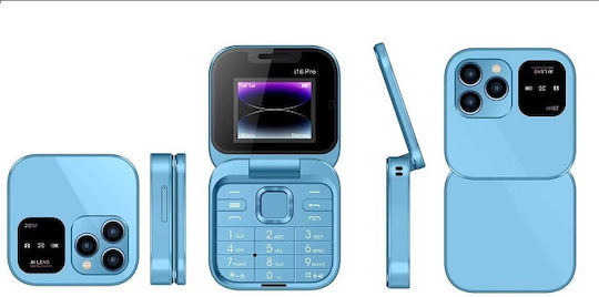 i16 Pro Dual SIM Mobile with Buttons (English Menu) Blue view 2