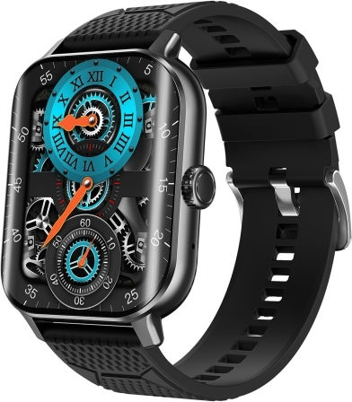 F12 2.02 Inch Curved Screen Smart Watch Supports Voice Call Blood Sugar Detection Black