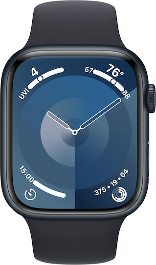 Apple Watch Series 9 Aluminium 45mm Waterproof with Heart Rate Monitor (Midnight with Midnight Sport Band (M/L)) view 2