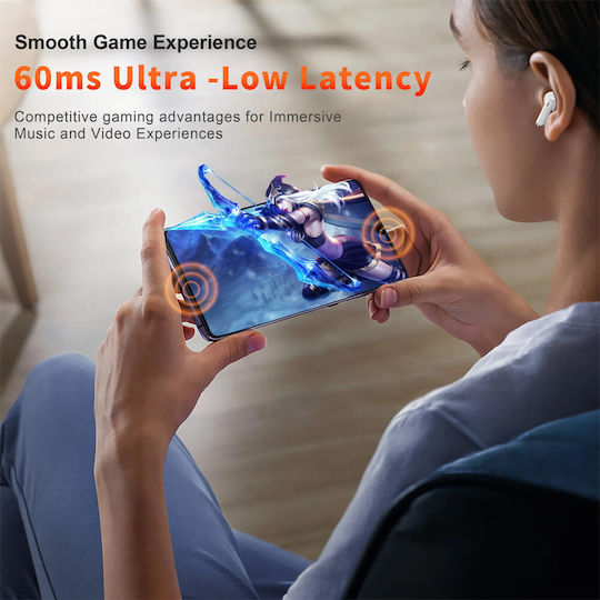 Qere E28 Earbud Bluetooth Handsfree Earphones with Sweat Resistance and Charging Case White view 7