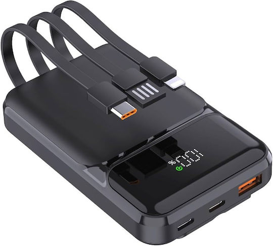 T80S Power Bank 10000mAh 22.5W with USB-A Port and USB-C Port Black