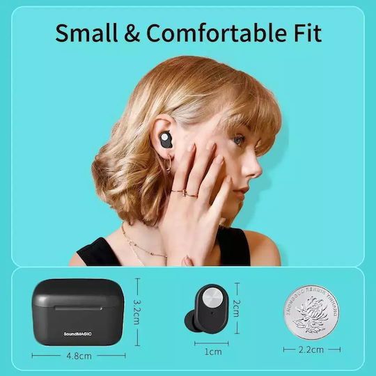 Soundmagic T60BT In-ear Bluetooth Handsfree Earphones with Charging Case Black view 3