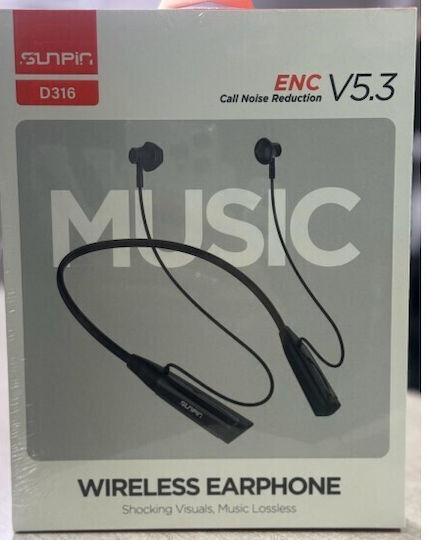 Sunpin D316 Earbud Bluetooth Handsfree Earphones with Sweat Resistance Black