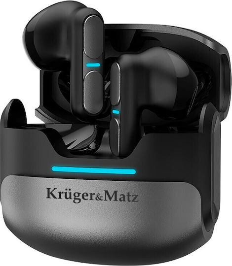 Kruger & Matz M8 Earbud Bluetooth Handsfree Earphones with Charging Case Black view 1