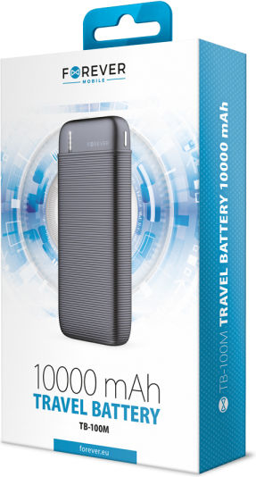 Forever TB-100M Power Bank 10000mAh with USB-A Port Black vue 3