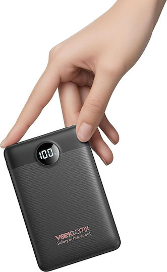 Veektomx VT103 Power Bank 10000mAh 22.5W with USB-A Port and USB-C Port Power Delivery / Quick Charge 3.0 Black