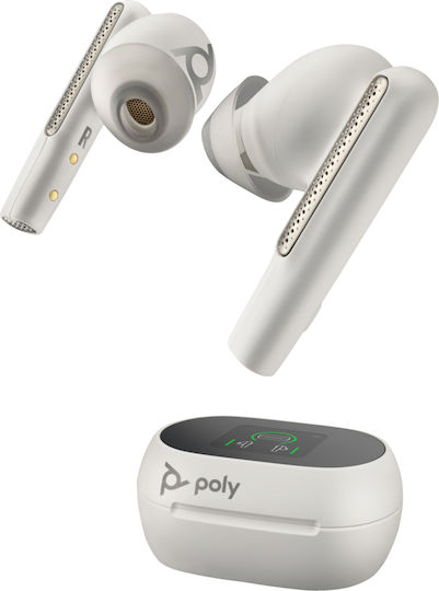 Poly Voyager Free 60+ UC M +Touchscreen Charge Case In-ear Bluetooth Handsfree Earphones with Charging Case White Sand vista 2