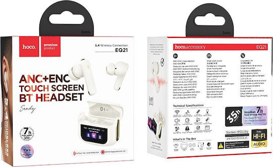 Hoco EQ21 In-ear Bluetooth Handsfree Earphones with Charging Case White vista 2