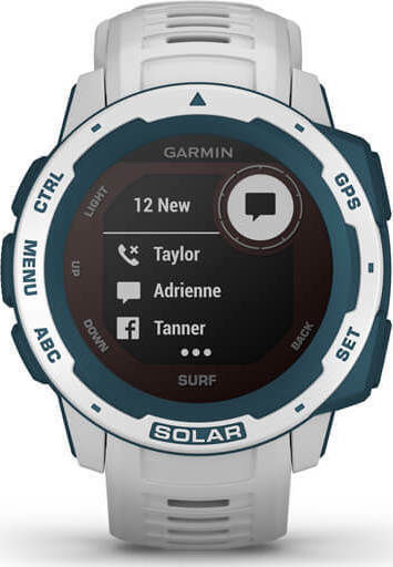 Garmin Instinct Solar Surf Edition 45mm Waterproof Smartwatch with Heart Rate Monitor (Cloudbreak) vue 8