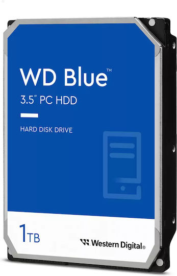 Western Digital Blue 1TB HDD Hard Drive 3.5" SATA III 5400rpm with 64MB Cache for Desktop / Laptop / PS4 WD10EARZ