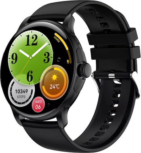 Idealstore Stmone Smartwatch Bluetooth Call Voice Assistant Amoled Display 100+ Sports Modes Menstrual App Sleep Management Health Monitoring Heart Rate Oxygen Nfc Black Silicone Strap view 1