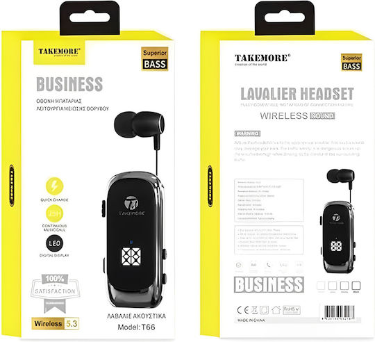 Takemore T66 In-ear Bluetooth Handsfree Earphone Lapel Black view 3