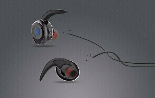 Awei T1 In-ear Bluetooth Handsfree Earphones with Sweat Resistance and Charging Case Black vue 5
