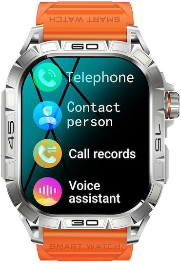 K63 1.96-inch Heart Rate Blood Oxygen Monitoring Bluetooth Call Sports Smart Watch Color Orange view 1
