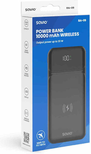Savio BA-09 Power Bank 10000mAh with USB-A Port and 2 USB-C Ports Black view 4