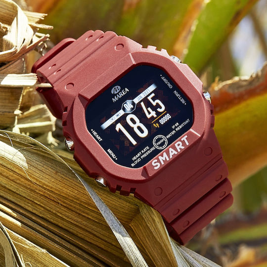 Marea B57008 40mm Smartwatch with Heart Rate Monitor (Red) view 2