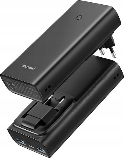 Charmast C1146L Power Bank 10000mAh 20W with 2 USB-A Ports and USB-C Port Black