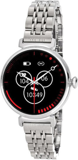 3Guys Stainless Steel 35mm Smartwatch with Heart Rate Monitor (Silver)
