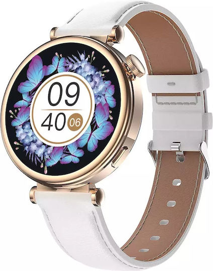 Kiano Watch Style 41mm with Heart Rate Monitor (Gold/White)
